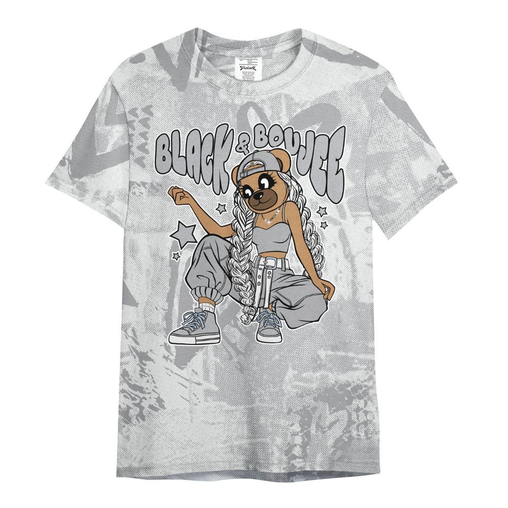 Shirt To Match Low OG Wolf Grey 1s - Boujee Girls Bear Heart Grunge All Over Print