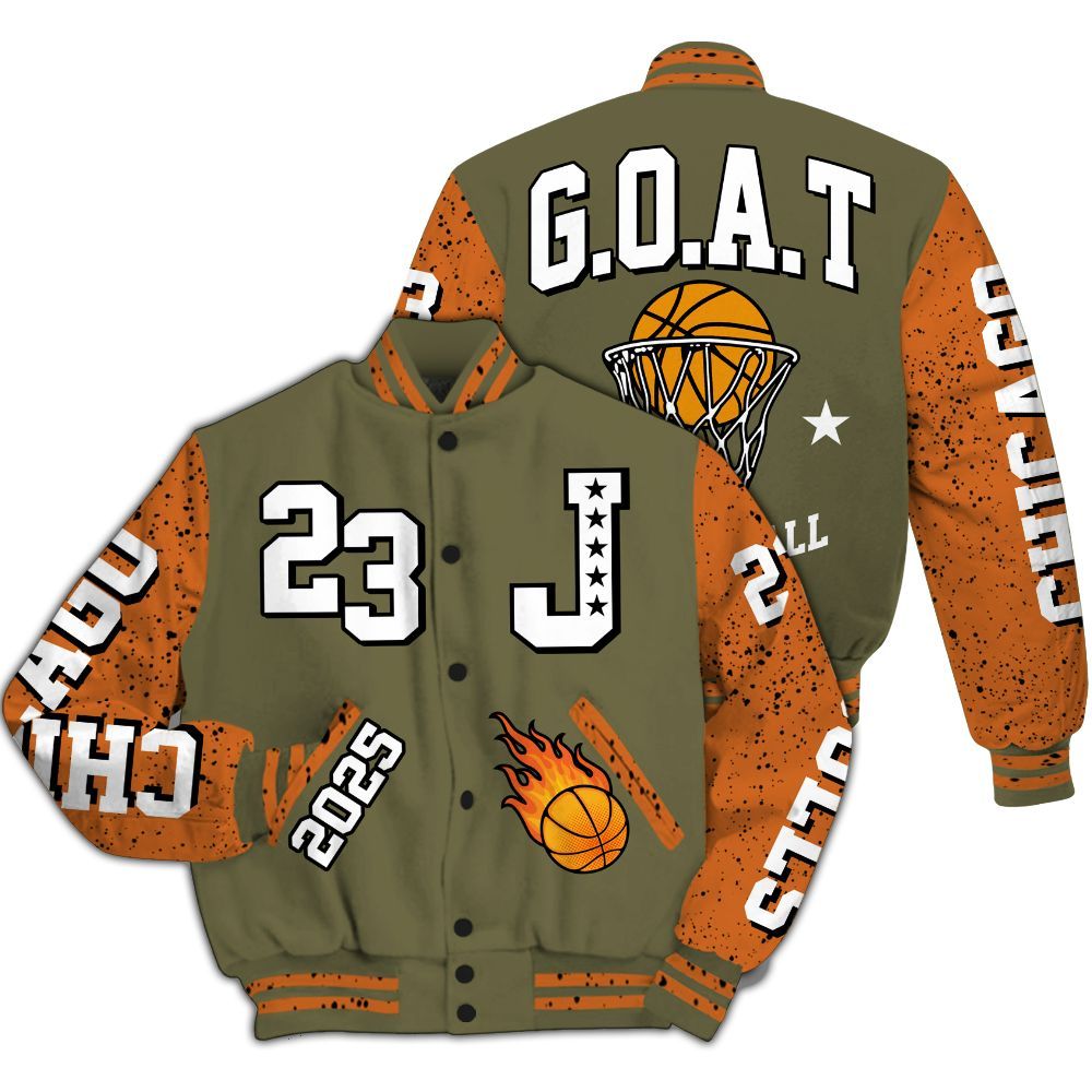 Varsity Jacket To Match Olive 5s - Chicago 23 Basketball All Over Print