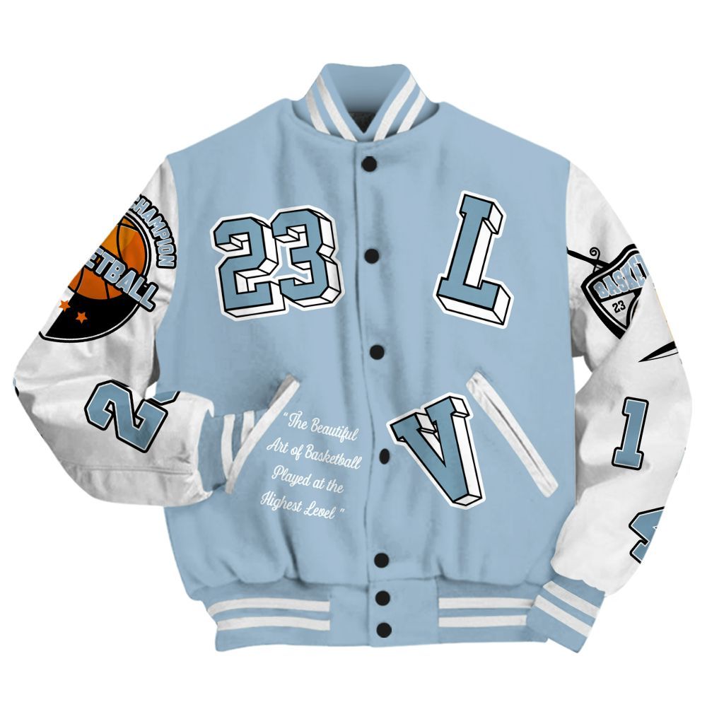 Varsity Jacket To Match Mid Ice Blue 1s - The GOAT Got Em Streetwear All Over Print