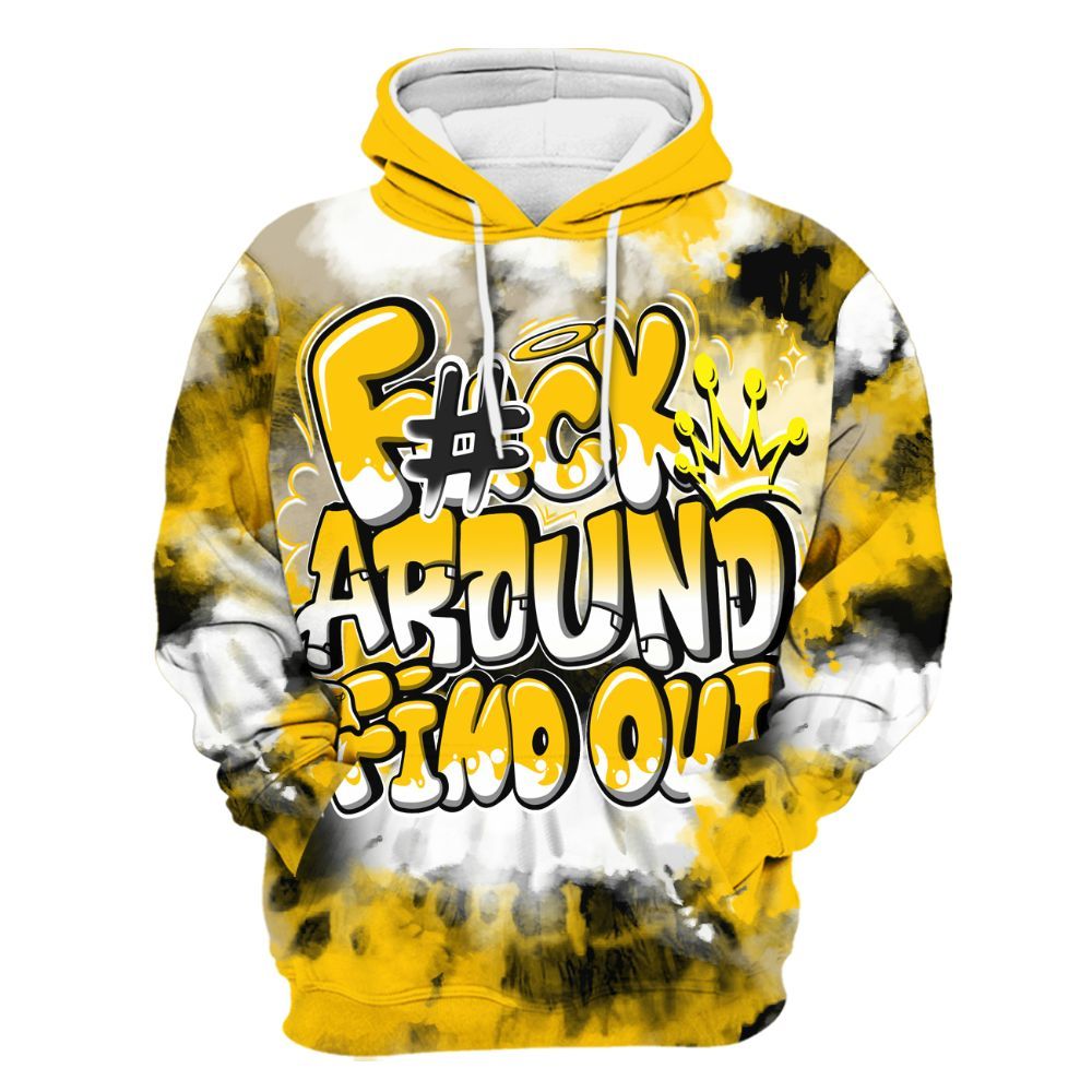 Hoodie To Match Vivid Sulfur 4s - Tie Dye FK Around Find Out All Over Print