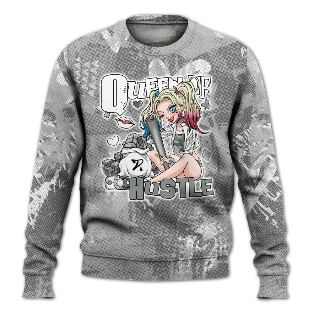 Sweatshirt To Match Retro Wet Cement 4s - Hustles Quiinn Heart Grunge All Over Print