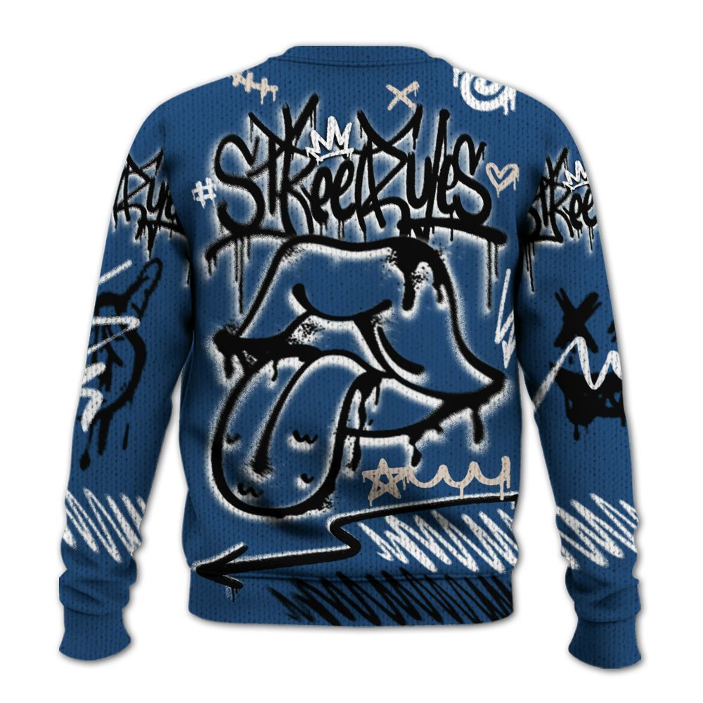 Knitted Sweater To Match High OG Midnight Navy 1s - Break Rules Streetwear