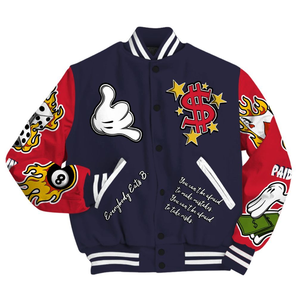 Varsity Jacket To Match Sports Renaissance 3s - Everybody Paid In Full Graphic All Over Print