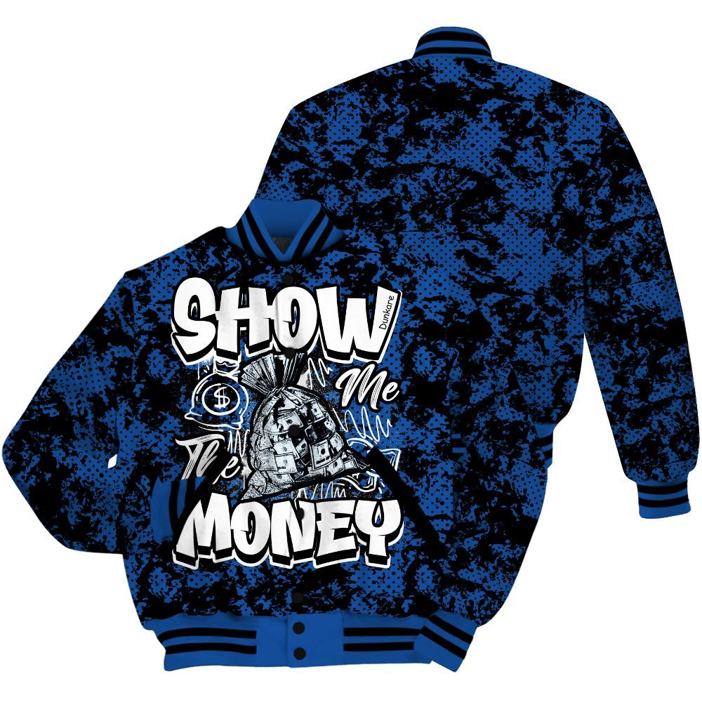 Varsity Jacket To Match Low Space Royal 11s - Show Me The Money Retro All Over Print