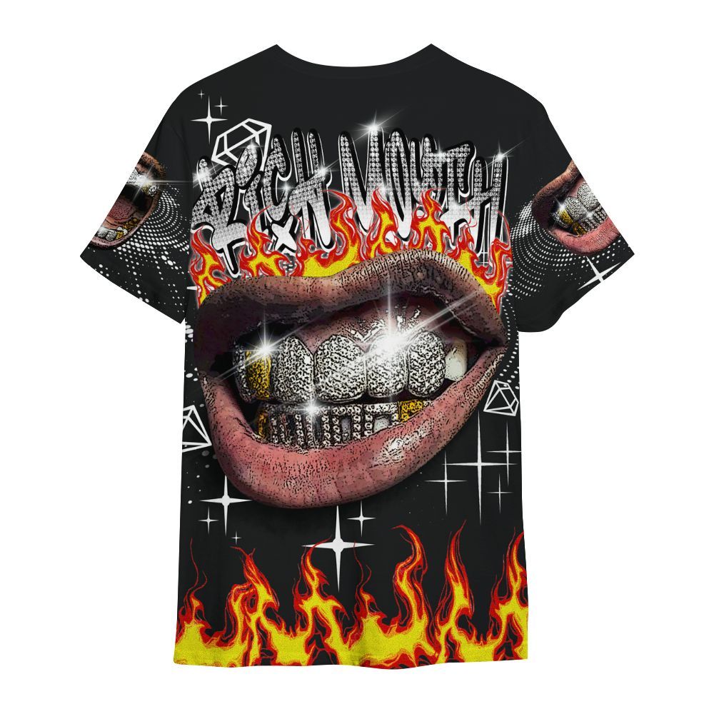 Shirt To Match Low 85 Metallic Black 1s - Rich Mouth Fire Rap Retro 90s All Over Print