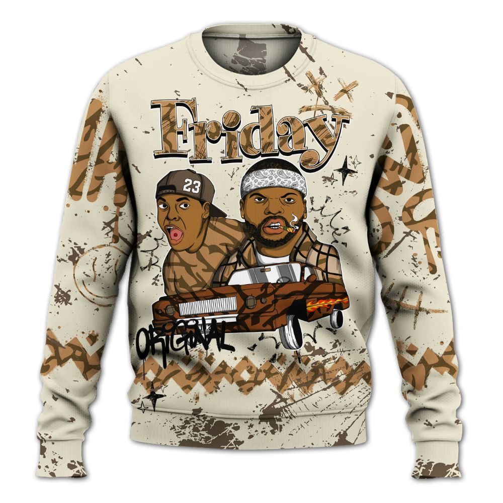 Sweatshirt To Match Orewood Brown 3s - Friday Sneaker Crayon All Over Print