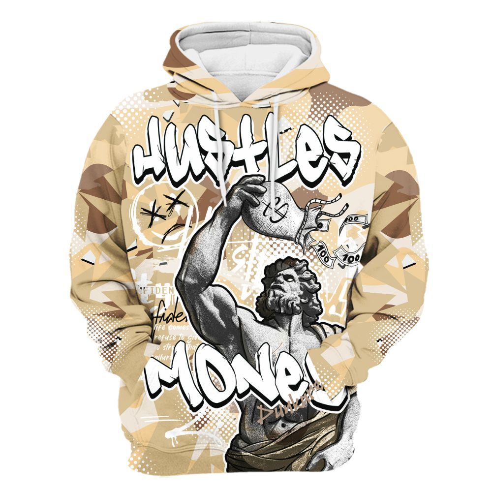 Hoodie To Match Desert Camo 3s - Huslte Money Retro All Over Print