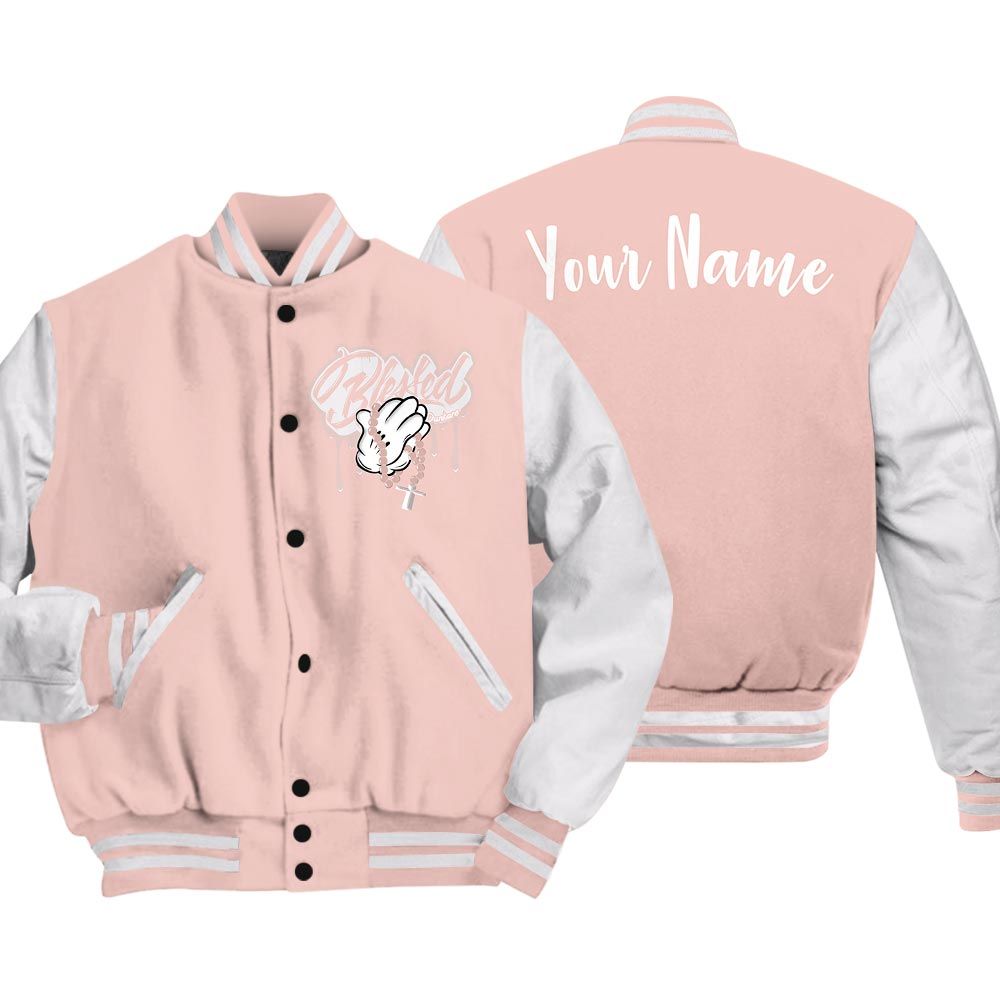 Varsity Jacket To Match Varsity Jacket Custom Name God Blessed Drip, Low Legend Pink 11s - To Match Sneaker Legend Pink 11s 2504 NCT