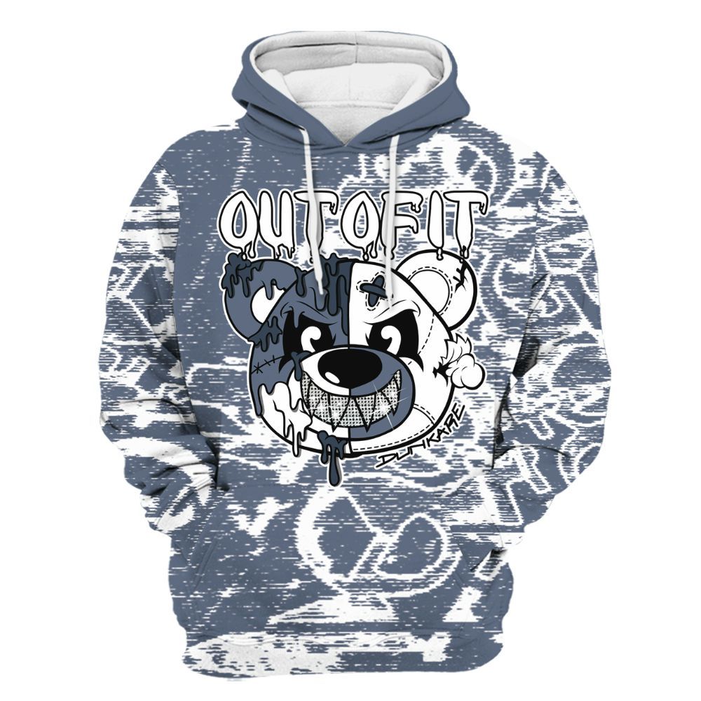 Hoodie To Match Low Diffused Blue 11s - Out Of It Bear Avant-Garde All Over Print