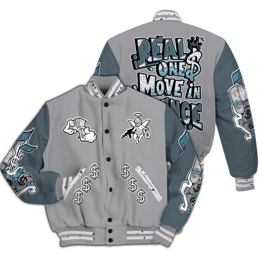 Varsity Jacket To Match Retro Light Graphite Wolf Grey 5s - Ones Move In Silence Graphic All Over Print