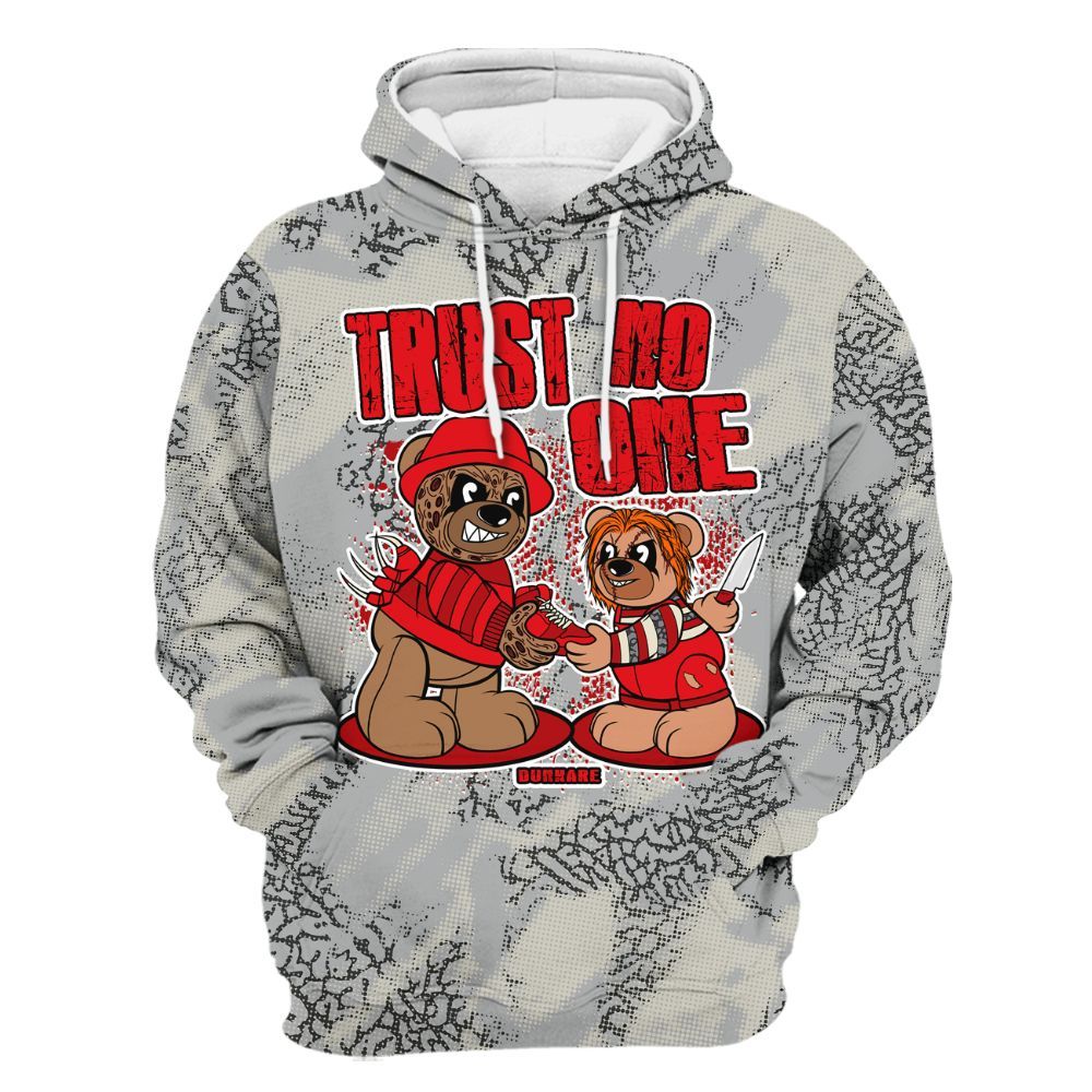 Hoodie To Match Cement Grey 3s - Trust No One Bear Abstract Halftone All Over Print