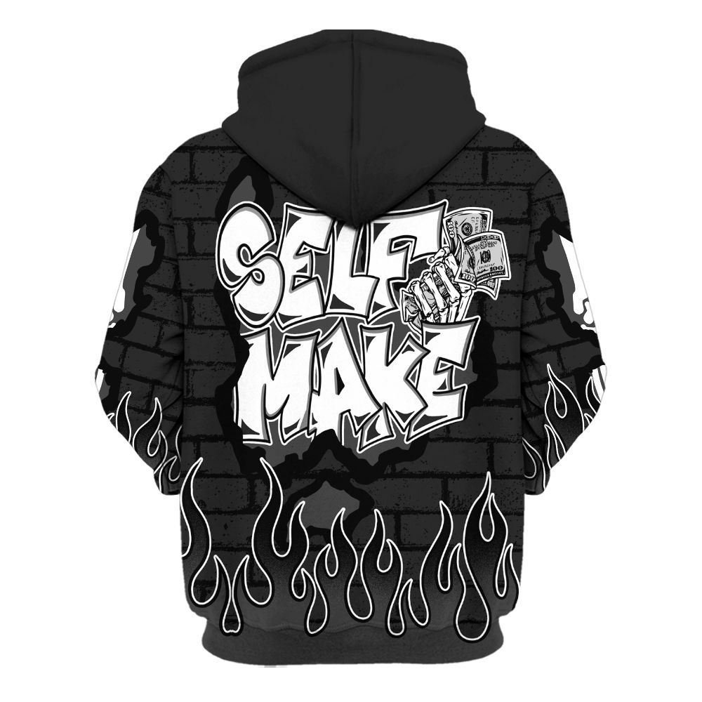 Hoodie To Match Black Cat NET 4s - Self Make Skeleton Crashed All Over Print