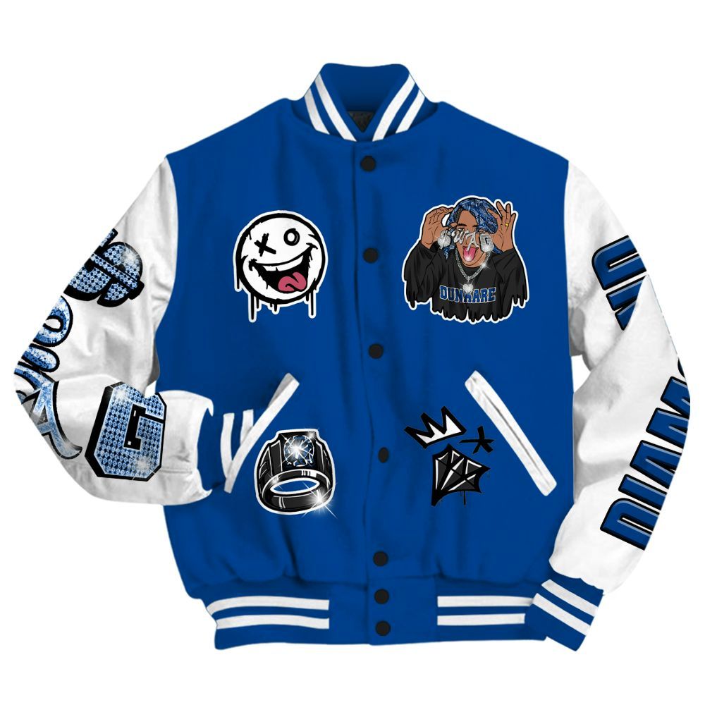 Varsity Jacket To Match Low 85 Royal 1s - Pressures Makes Varsity Jacket To Match All Over Print