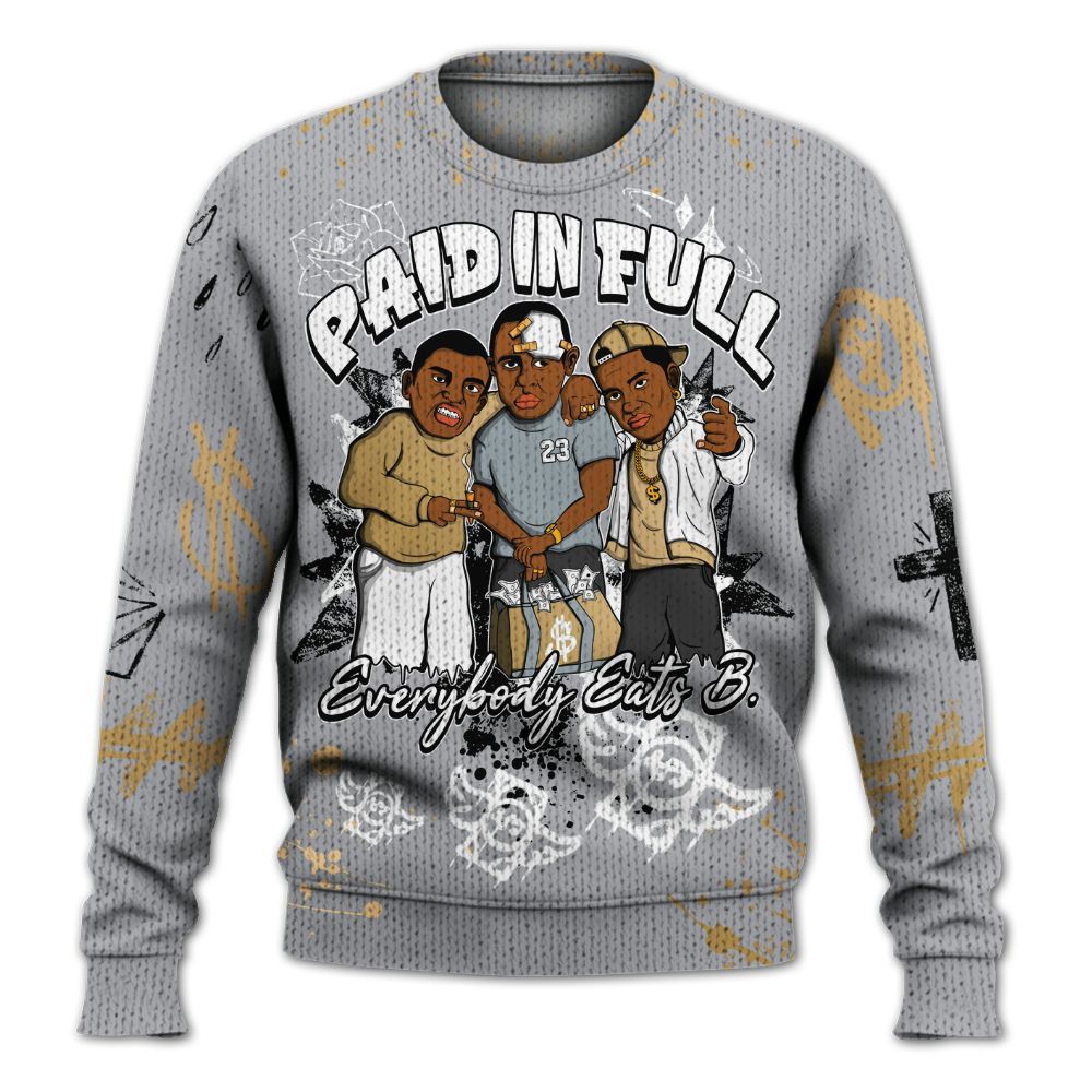 Sweater To Match Retro High OG Cool Grey 1s - Everybody Paid In Full Crayon Graphic