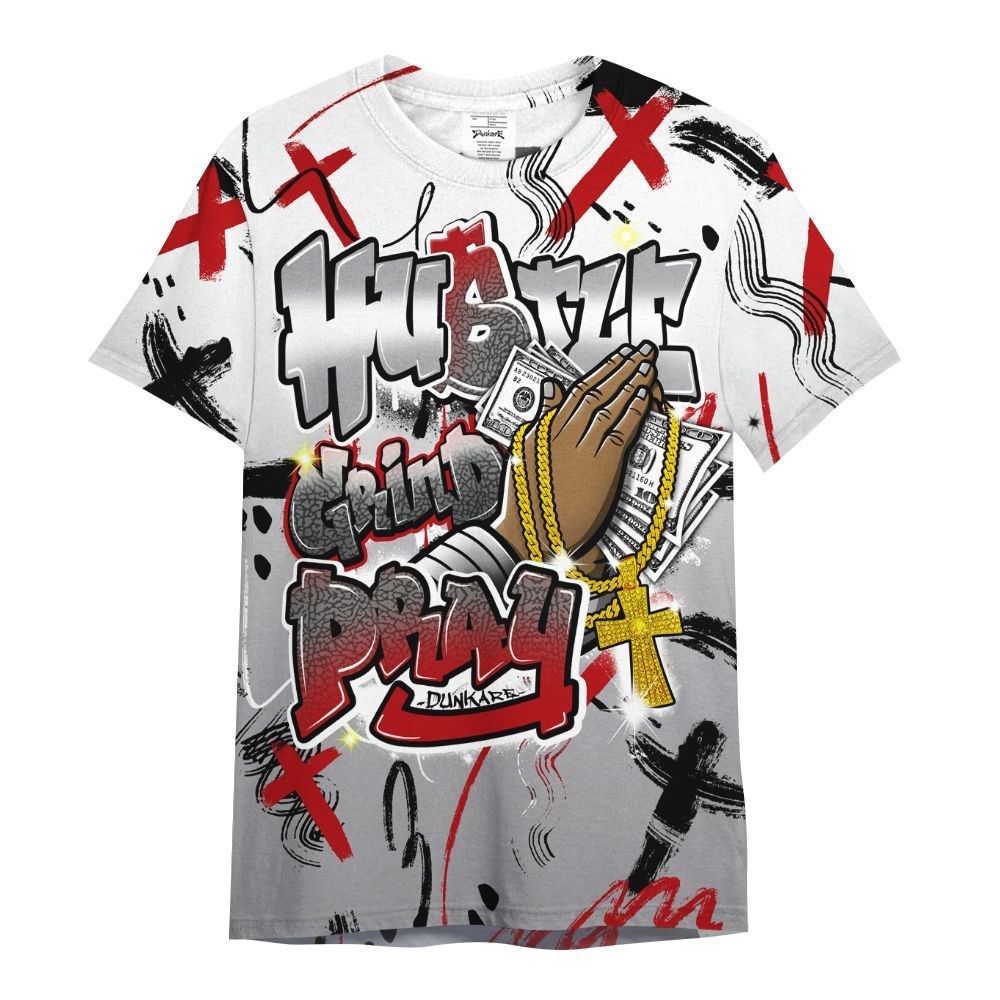 Shirt To Match Cement Grey 3s - Money Hustle Grind Pray All Over Print