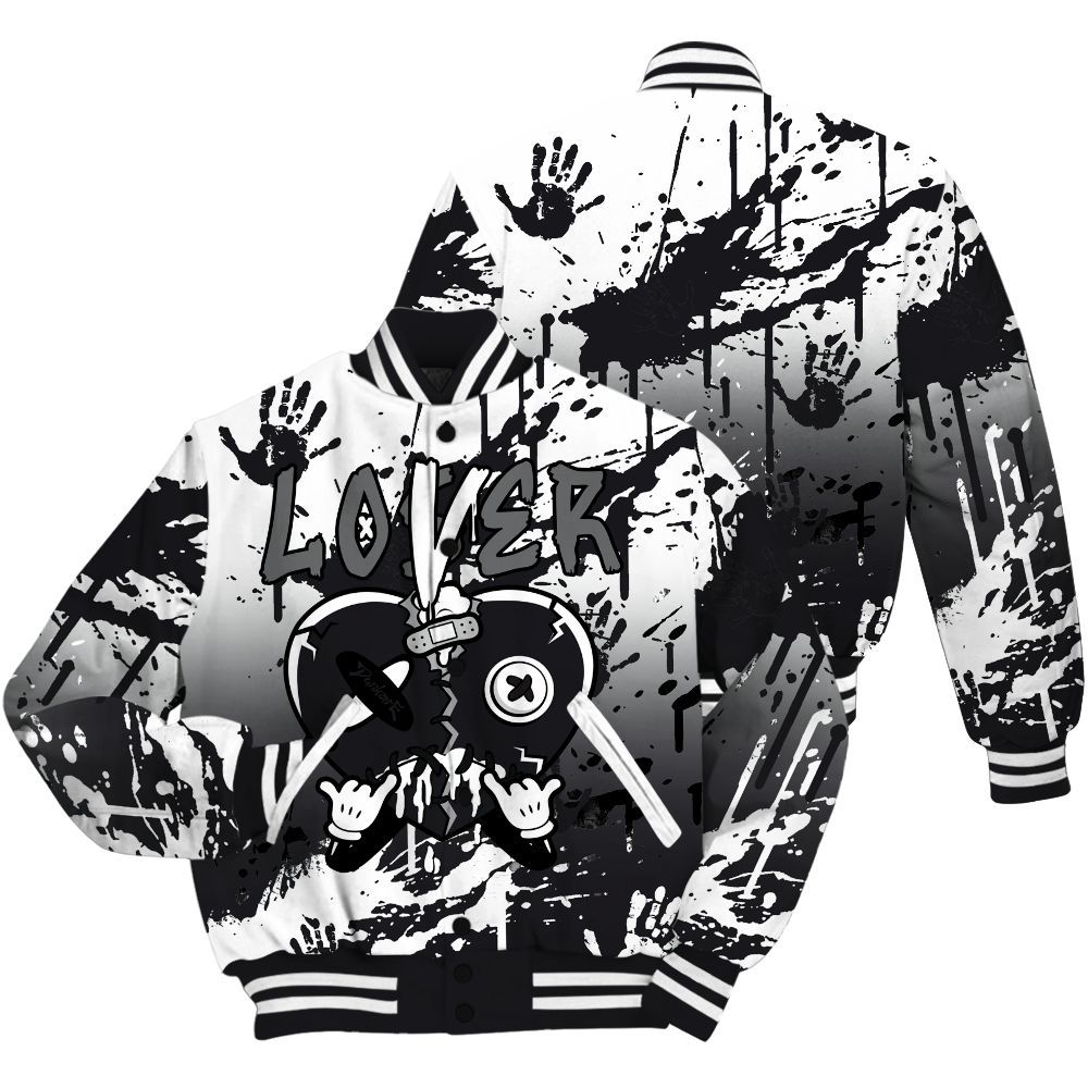 Varsity Jacket To Match White Thunder 4s Shirt, Loser Lover Drip Heart All Over Print