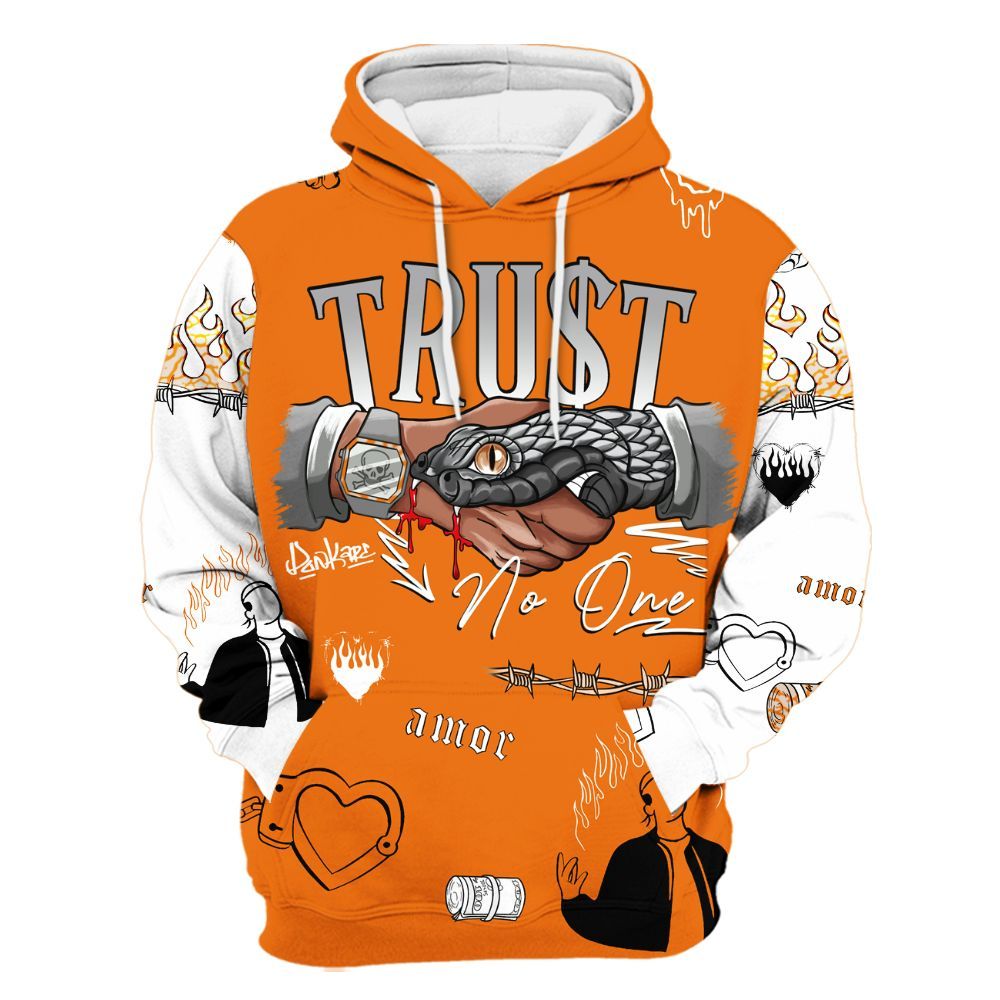 Hoodie To Match Orange Citrus 3s - Snake Trust No One All Over Print
