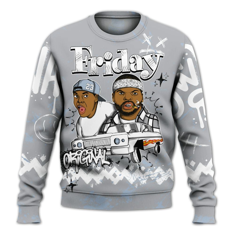 Sweatshirt To Match Low OG Wolf Grey 1s - Friday Sneaker Crayon All Over Print