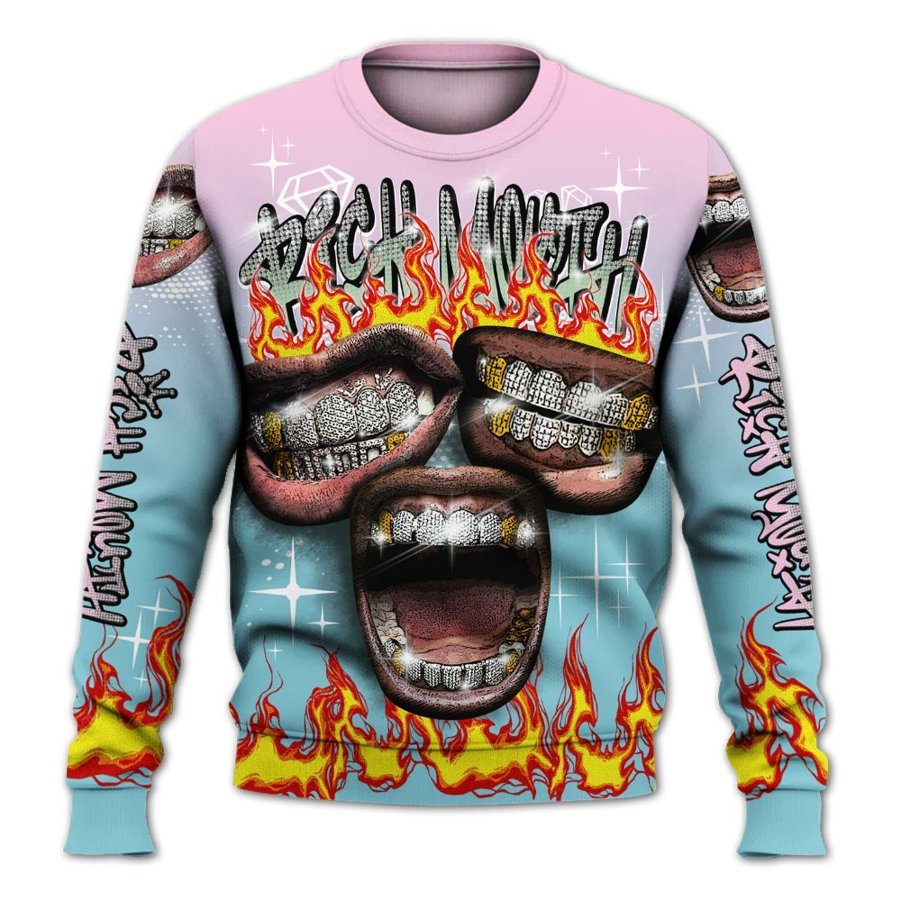 Sweatshirt To Match SB Dunk Low Visty - Rich Mouth Fire Rap Retro 90s All Over Print