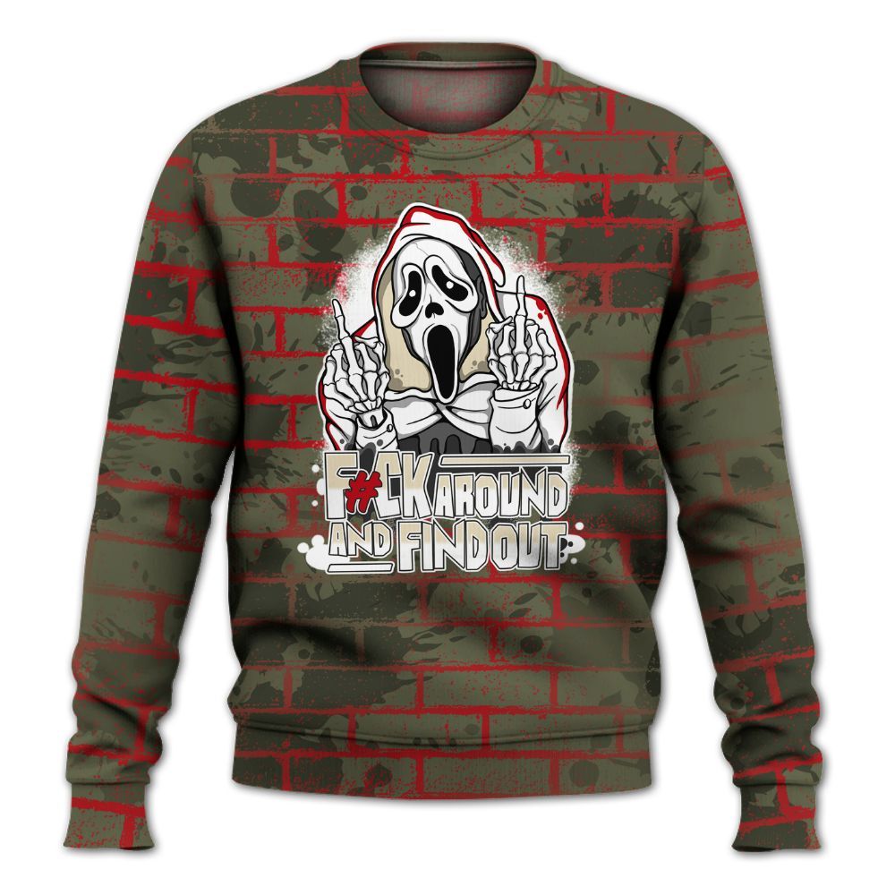 Sweatshirt To Match Travis Scott Low OG Medium Olive 1s - F#CK And Find Out Graphic Halloween All Over Print