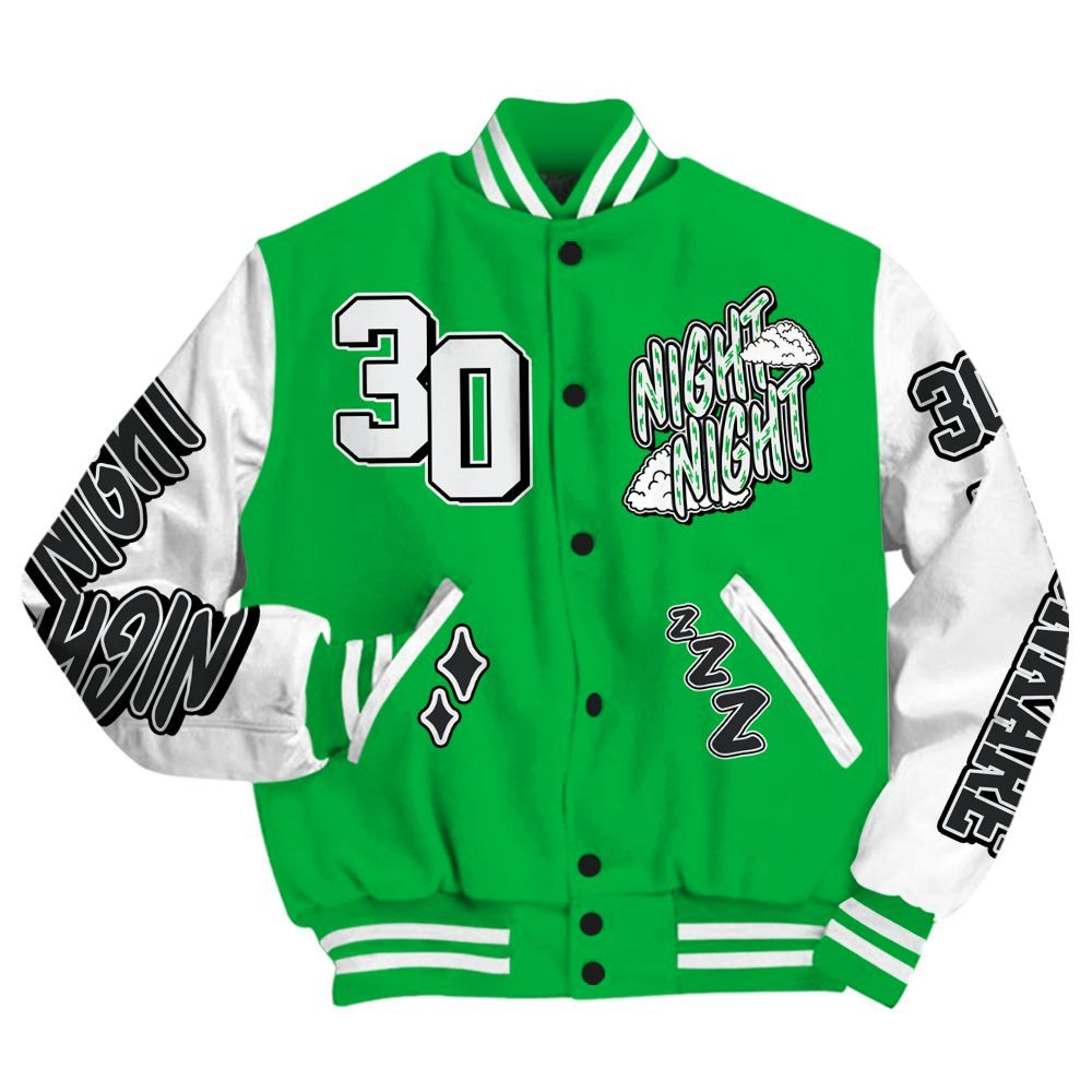 Varsity Jacket To Match Lucky Green 5s - Seeya Skeleton All Over Print
