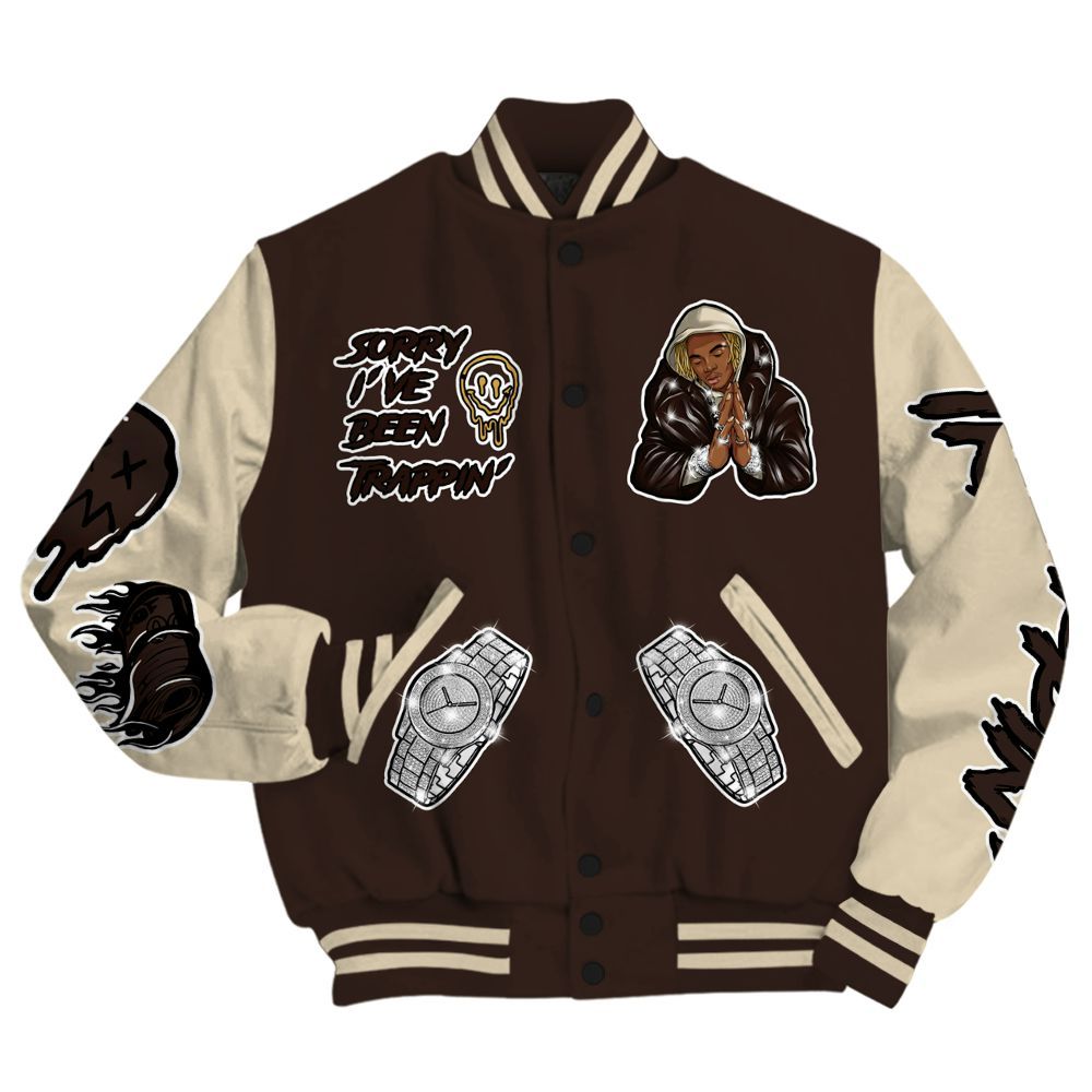 Varsity Jacket To Match 2025 Retro Earth 5s - Trappin' Unique All Over Print