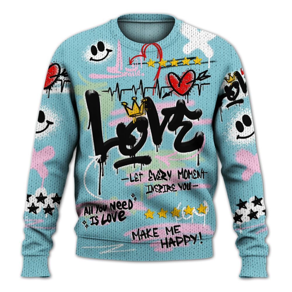 Knitted Sweater To Match SB Dunk Low Visty - Happy Love Beats Graffiti Streetwear