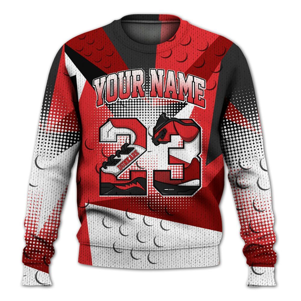 Knitted Sweater To Match Chile Red 9s - Poly Custom Name Number 23 5s