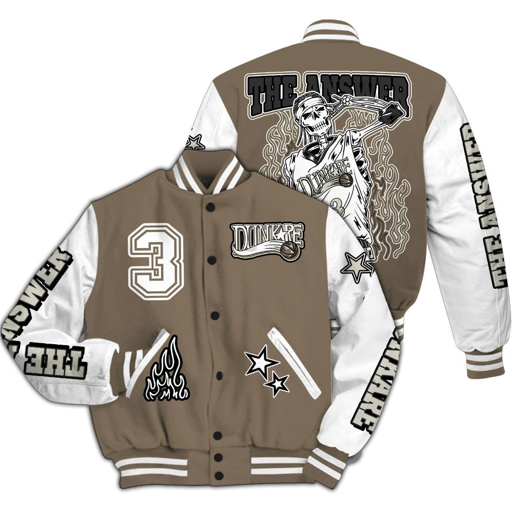 Varsity Jacket To Match Low OG Dark Mocha 1s - Allen Answer Skeleton All Over Print