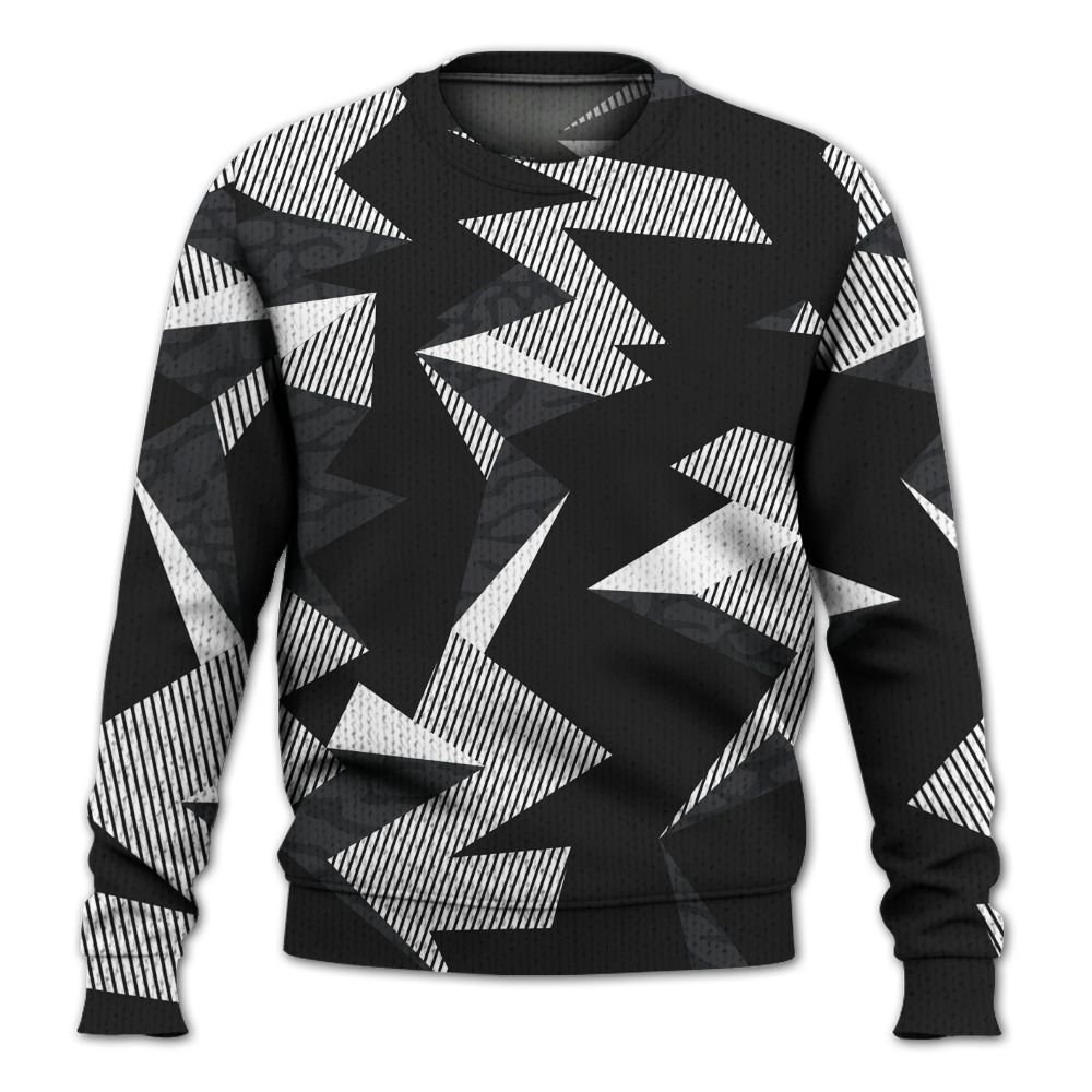 Knitted Sweater To Match Black Cat 3s - Geometric Camouflage Pattern