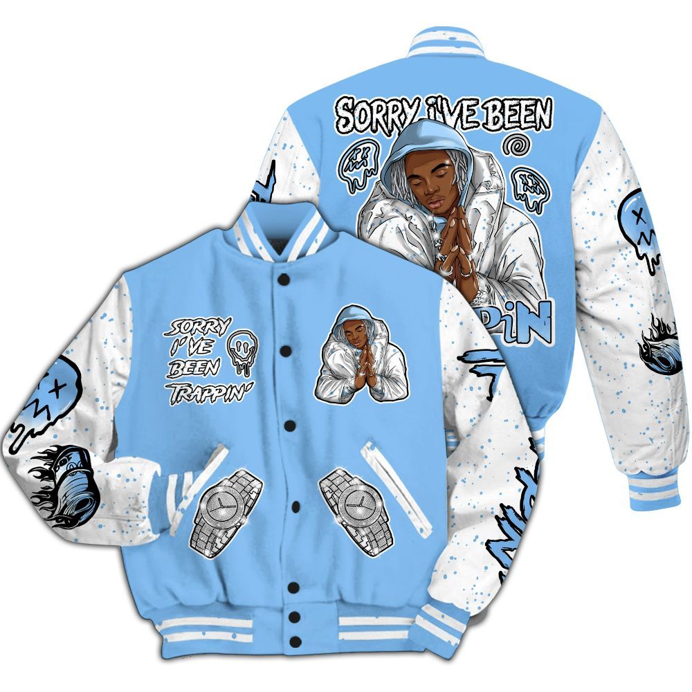 Varsity Jacket To Match University Blue 5s - Trappin' Unique All Over Print