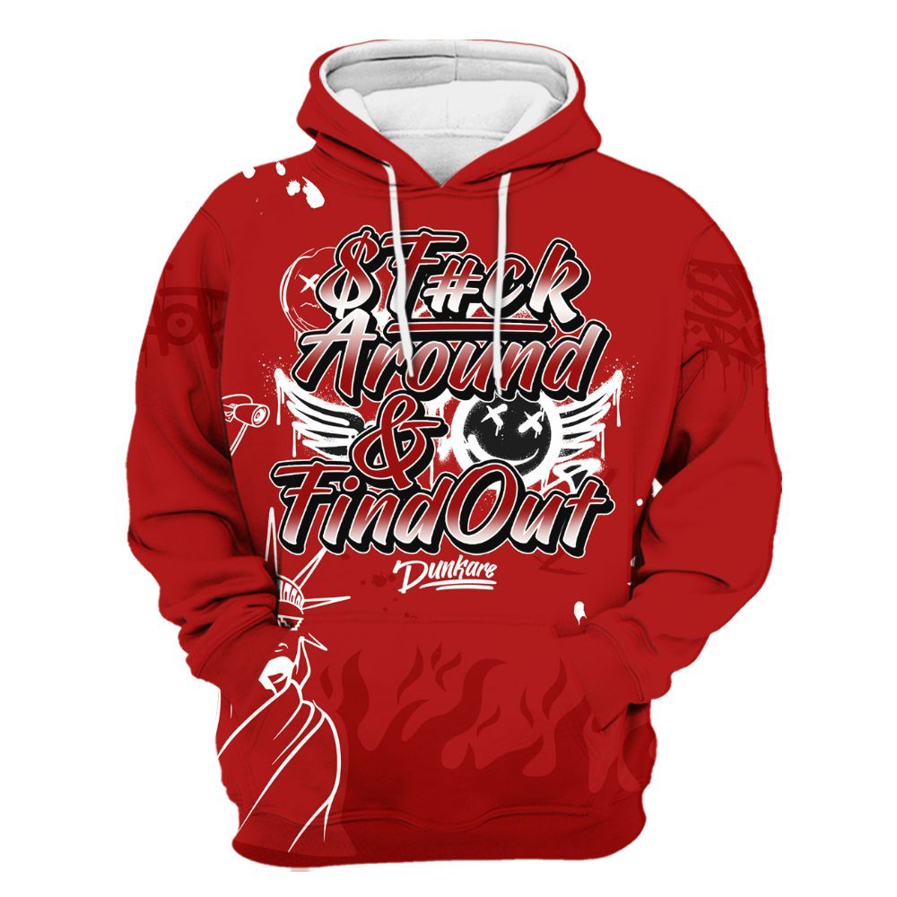 Hoodie To Match Low Terror White University Red 1s - Graphic Fck Around Find Out All Over Print