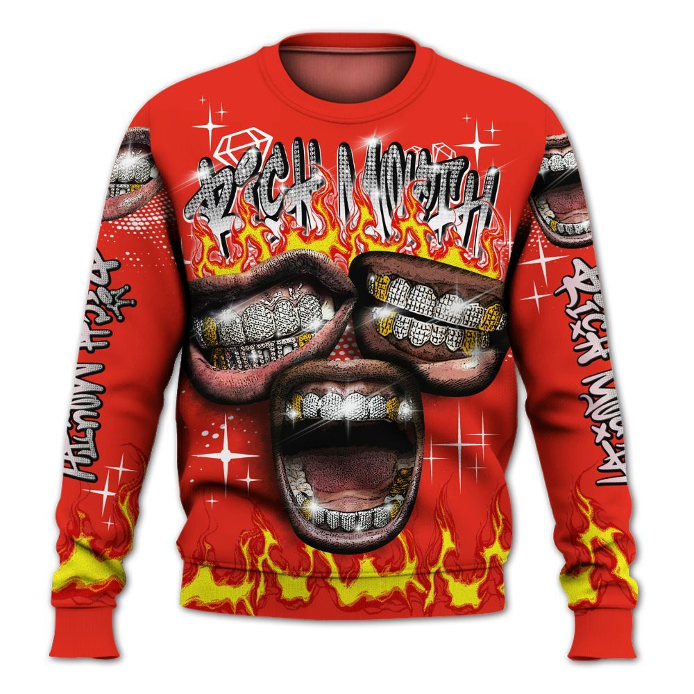 Sweatshirt To Match Air Force 1 Low GS Valentine's Day - Rich Mouth Fire Rap Retro 90s All Over Print