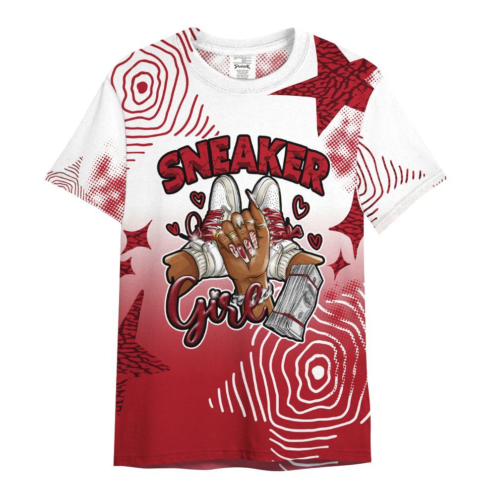 Shirt To Match Mid Red Cracked Leather 1s - Sneakerz Girlz Unique Starz All Over Print
