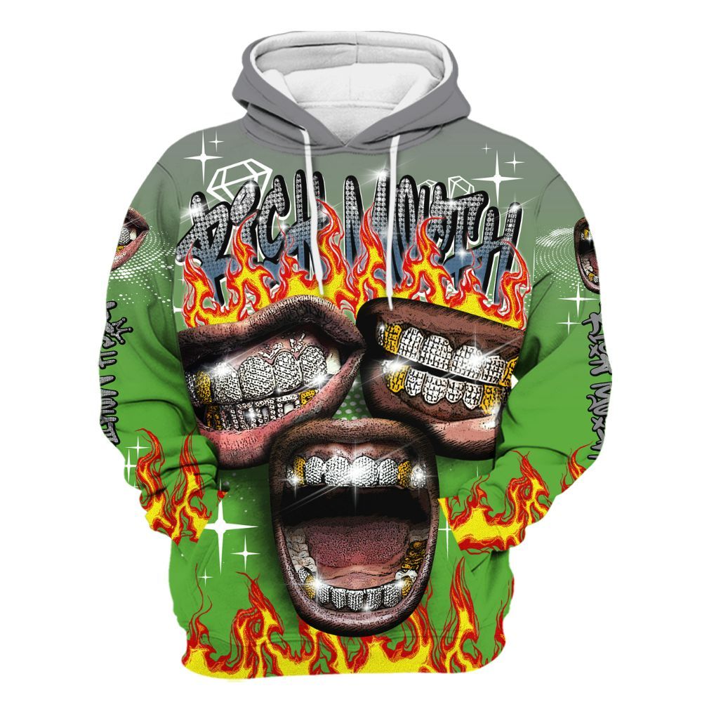 Hoodie To Match Retro Green Bean 5s - Rich Mouth Fire Rap Retro 90s All Over Print