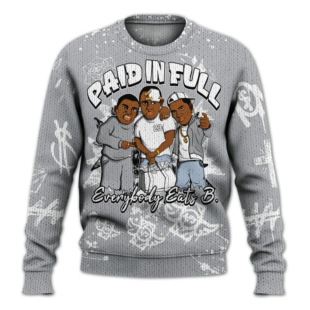Knitted Sweater To Match Low OG Wolf Grey 1s - Everybody Paid In Full Crayon