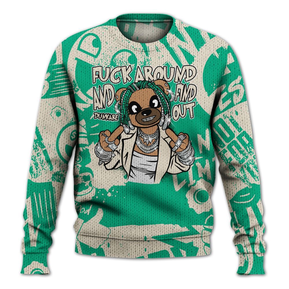 Knitted Sweater To Match Oxidized Green 4s - F#ck Around Bear Bear Monogram Graffiti