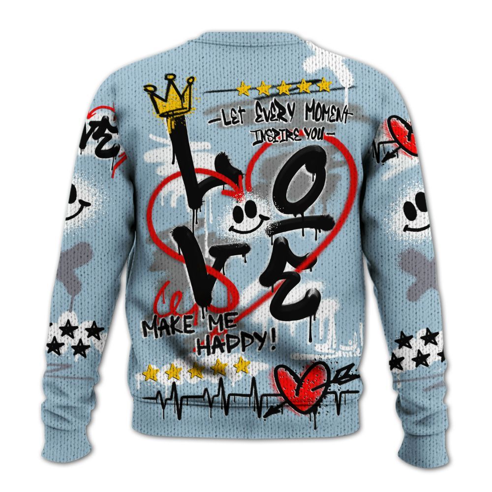 Knitted Sweater To Match Chambray 7s - Happy Love Beats Graffiti Streetwear