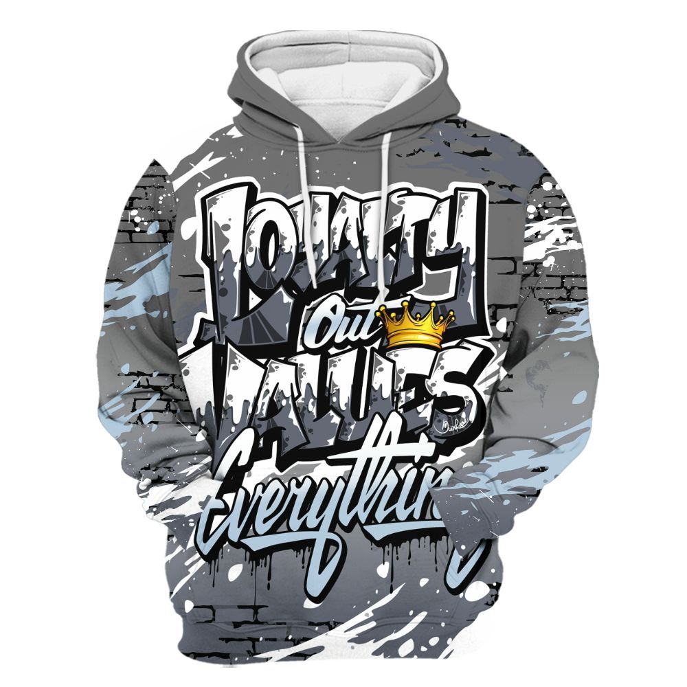 Hoodie To Match Cool Grey 6s - Values Of Loyalty Drip All Over Print