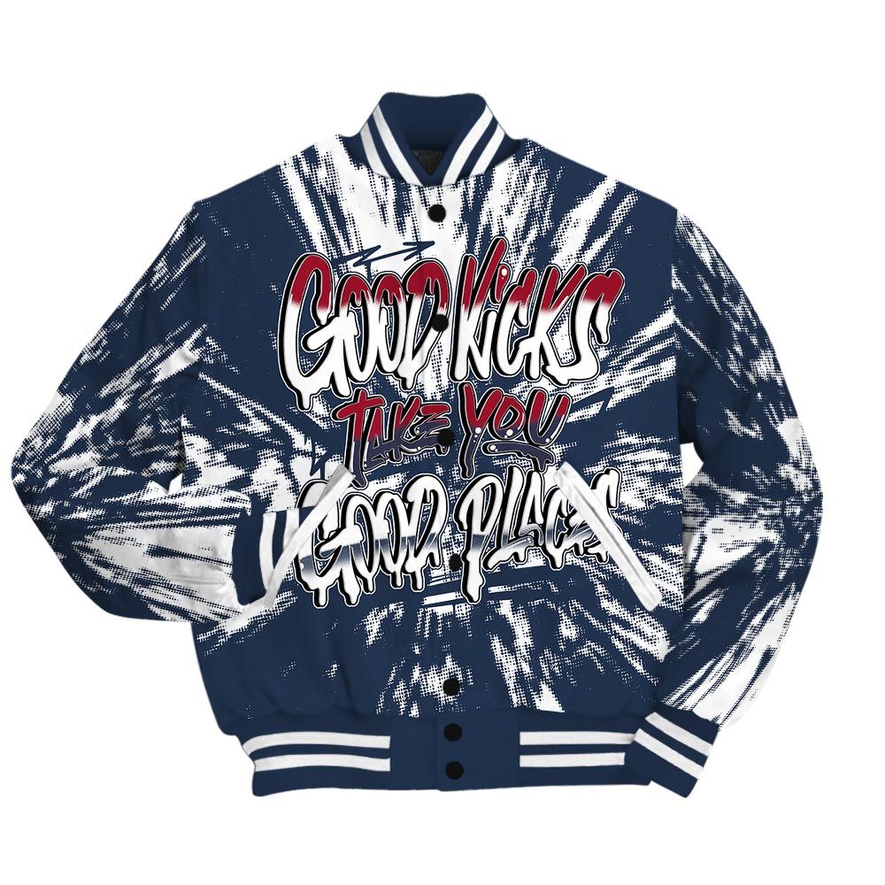 Varsity Jacket To Match Navy Blue 2024 6s - Good Kick Good Places Luxury Varsity Jacket Unisex