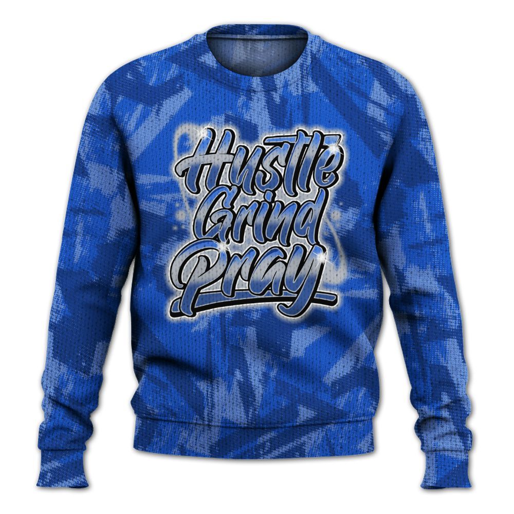 Knitted Sweater To Match Air Foamposite One Royal - Hustles And Prayer Graphic Halftone