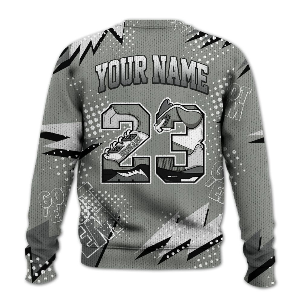 Knitted Sweater To Match Paris Cement Grey 4s - Custom Name Number 23 5s