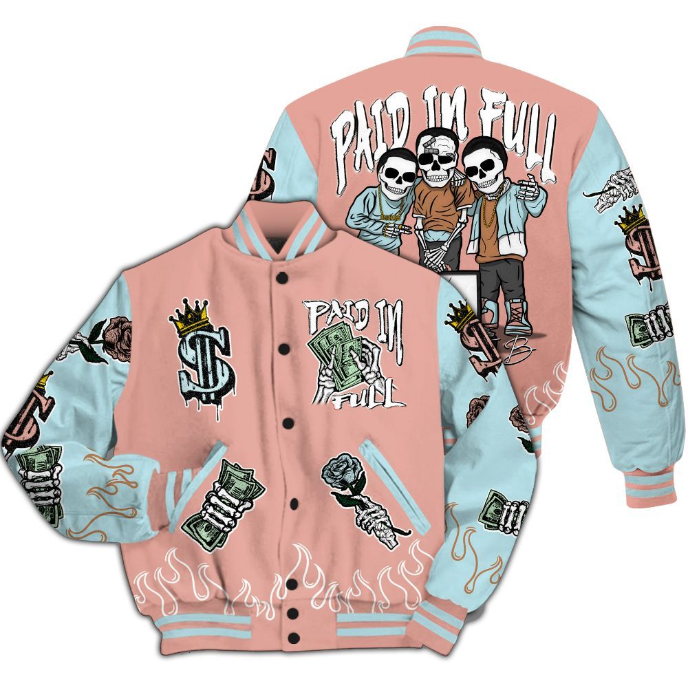 Varsity Jacket To Match Dunk Low Glacier Arctic - Fire Everybody Paid In All Over Print