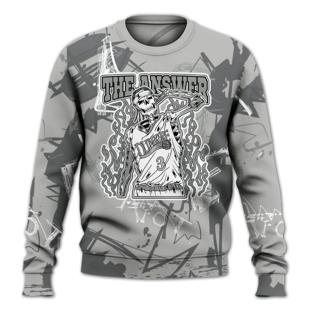 Sweatshirt To Match Retro Wet Cement 4s - Allen Answer Skeleton Messyz All Over Print