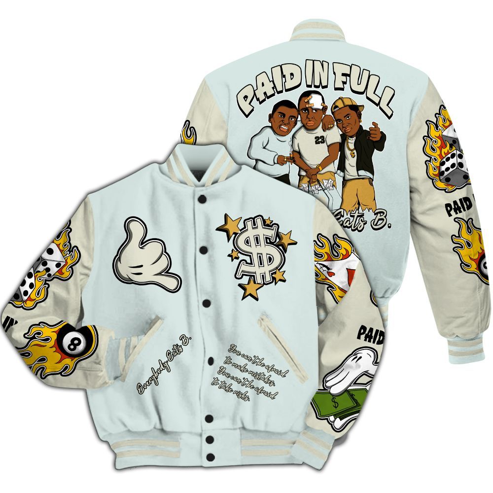 Varsity Jacket To Match Pure Platinum 4s - Funny Everybody Paid In Full Graphic All Over Print