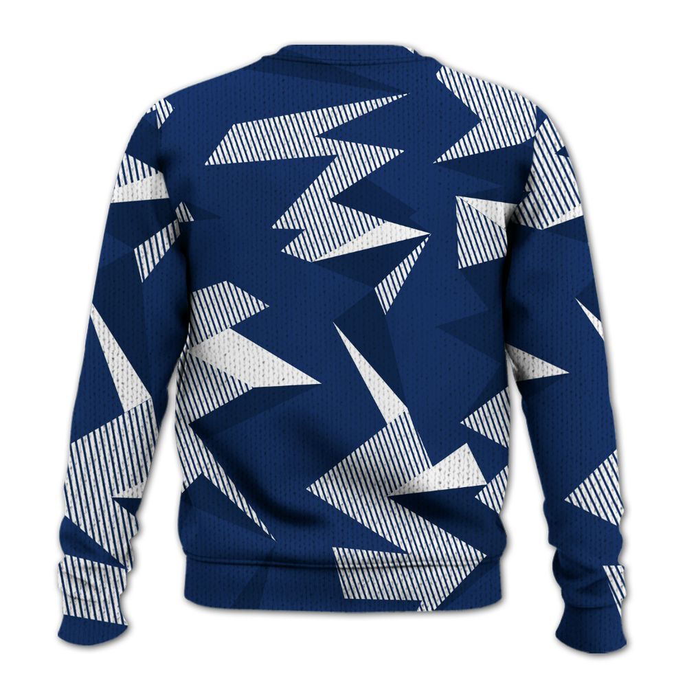 Knitted Sweater To Match High OG Deep Royal Blue 1s - Geometric Camouflage Pattern