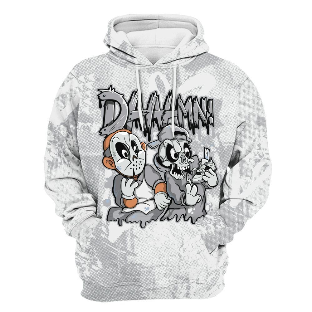 Hoodie To Match Low OG Wolf Grey 1s - Damn Shoe Graphic Heart Grunge All Over Print