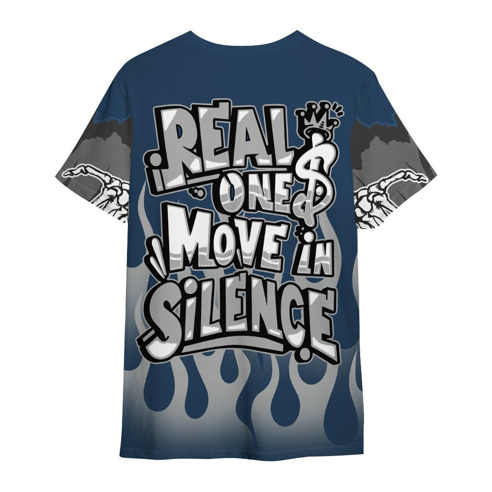 Shirt To Match Retro French Blue 2025 12s - Ones Move In Silence Graphic Trapped All Over Print