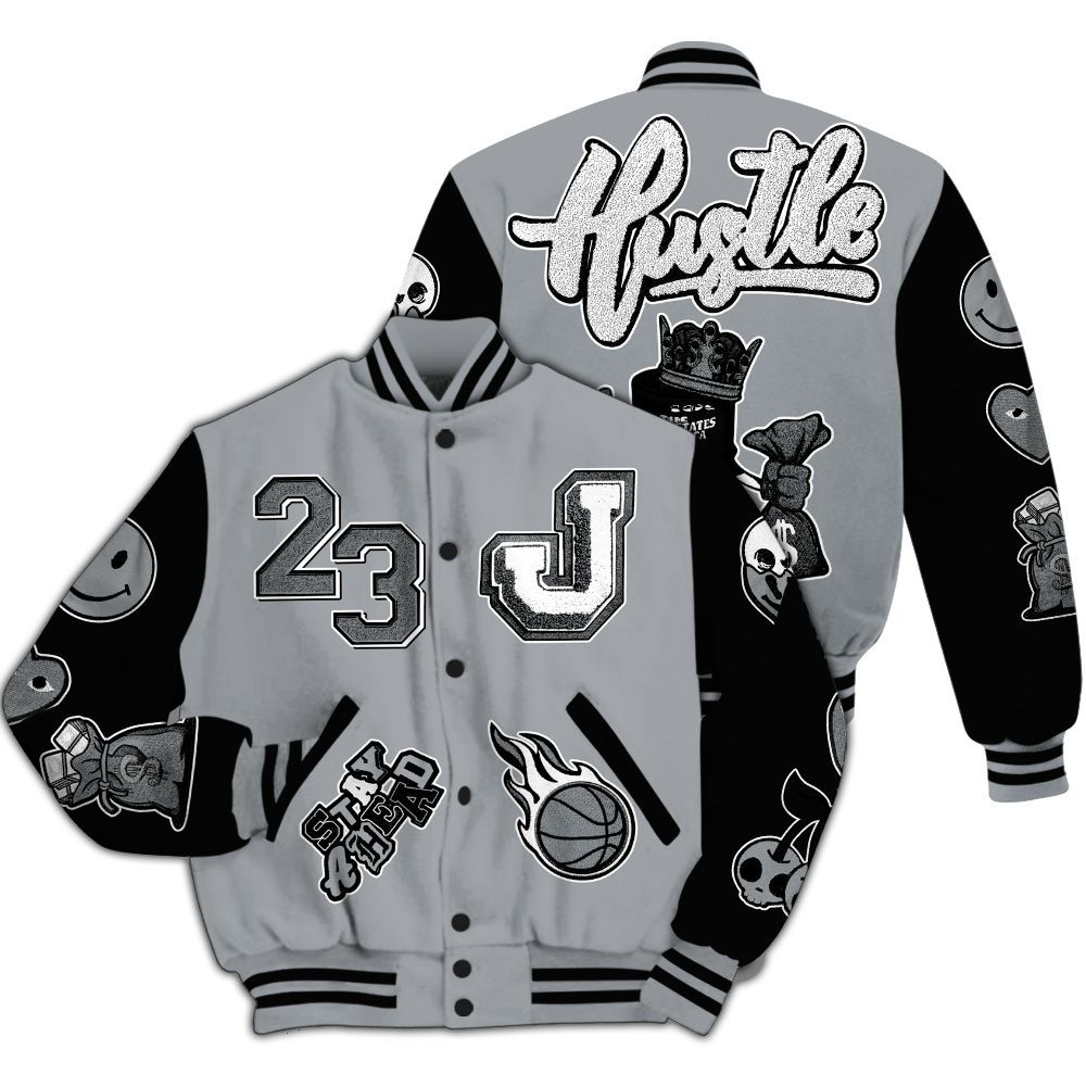 Varsity Jacket To Match Black Wolf Grey 12s - Hustles Money Number 23 All Over Print