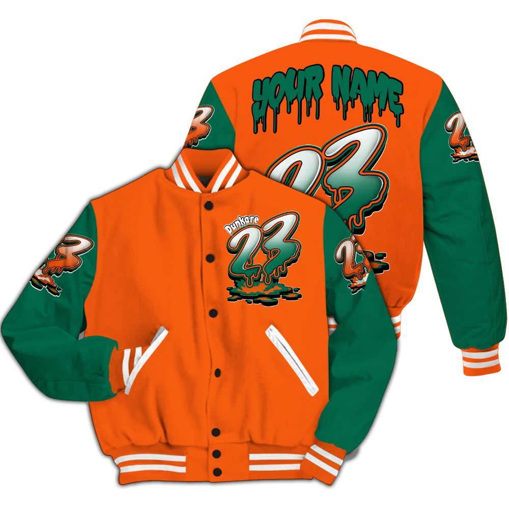 Varsity Jacket To Match SoleFly Sail Gorge Green 3s - Custom Name 23 Drip All Over Print